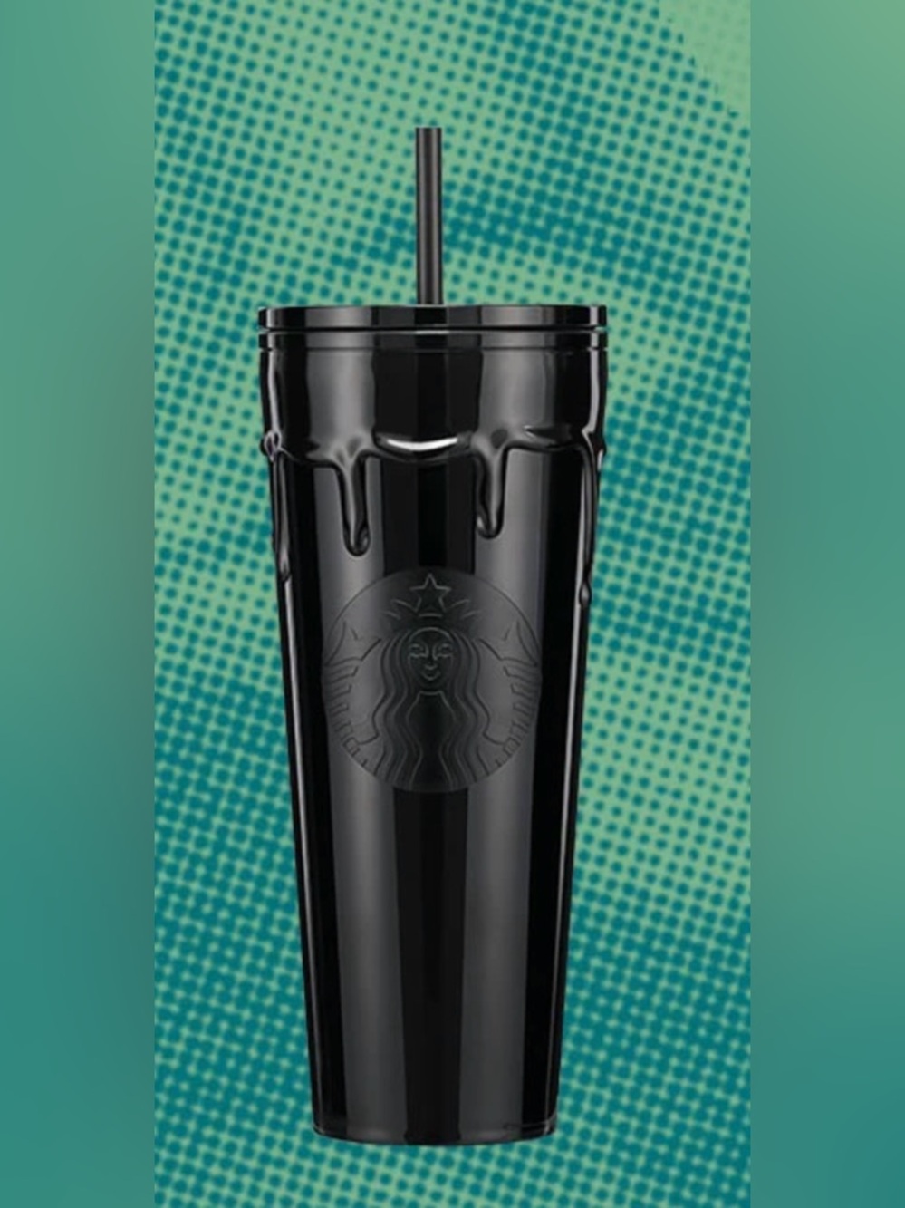 Starbucks Glossy Black Obsidian Ooze Cold Cup (24 oz) with Straw